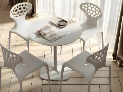 现代白色洽谈桌椅